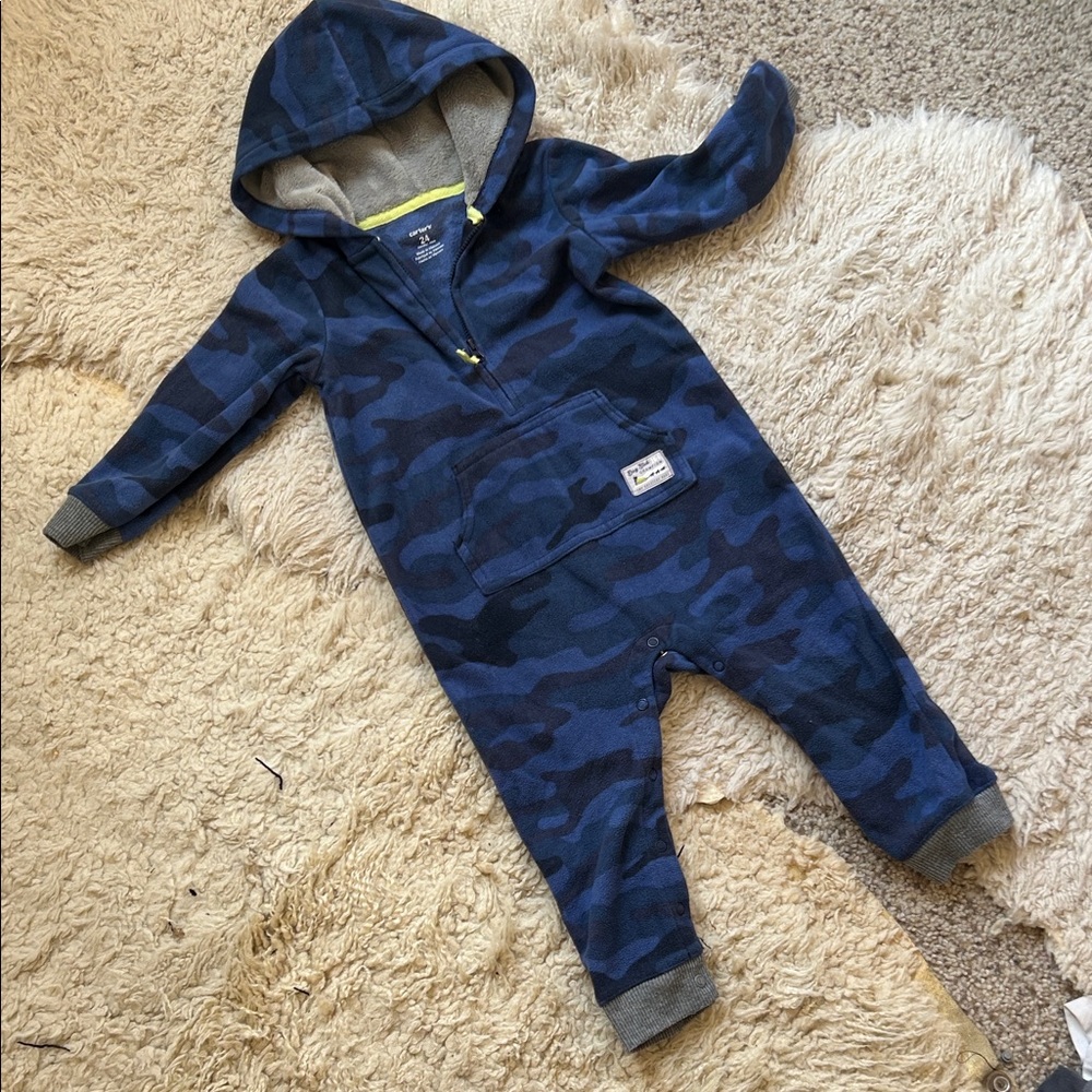 Carter's Navy Camo Hooded Footie